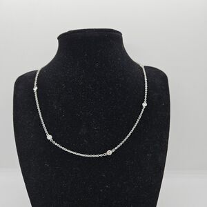 sterling silver crystal station choker necklace